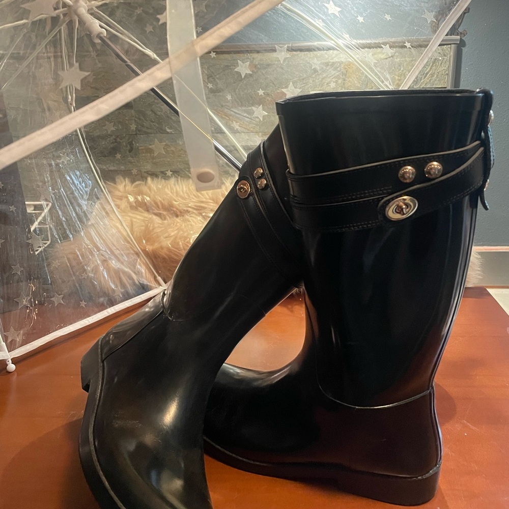 COACH Black Women's Rain Boots 10.5